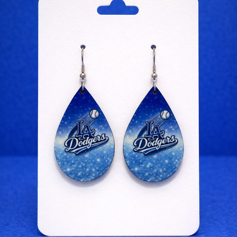 LA Dodgers Blue Teardrop Earrings